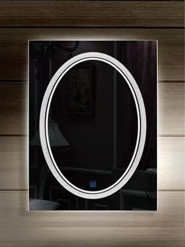 Espejo de baño con pantalla táctil cuadrada inteligente LED B38 con indicador de temperatura